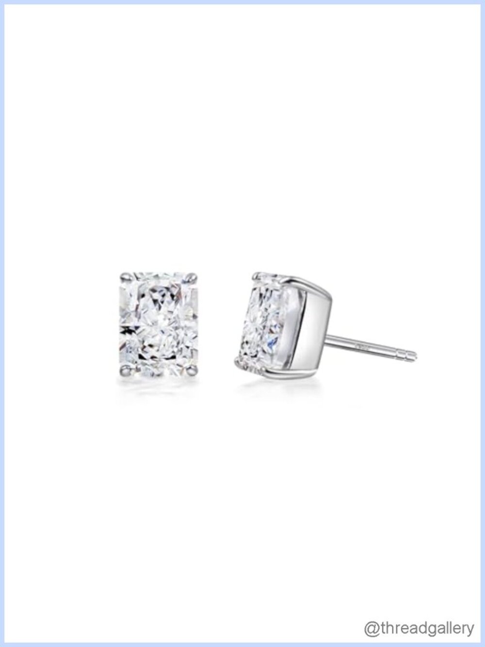 925 Sterling Silver Post Square Birthstone Stud Earrings Women 1.5ct CZ Bezel